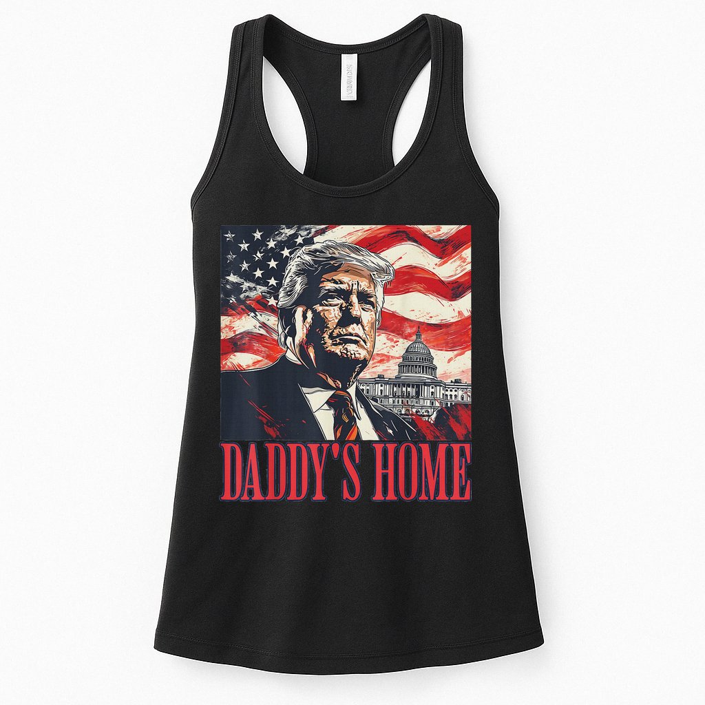 Trump Daddys Home White House Usa American Flag Vintage Womens Tank Top