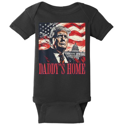 Trump Daddys Home White House Usa American Flag Vintage Baby Bodysuit