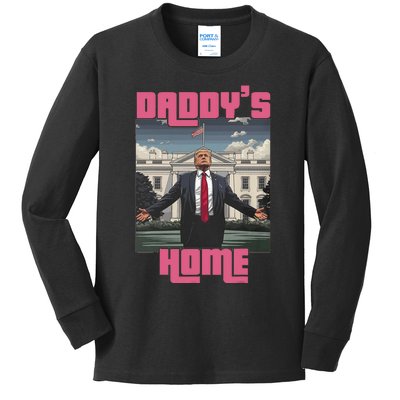 Trump Daddys Home White House Victory President 47 Kids Long Sleeve Shirt