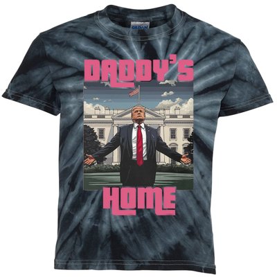 Trump Daddys Home White House Victory President 47 Kids Tie-Dye T-Shirt