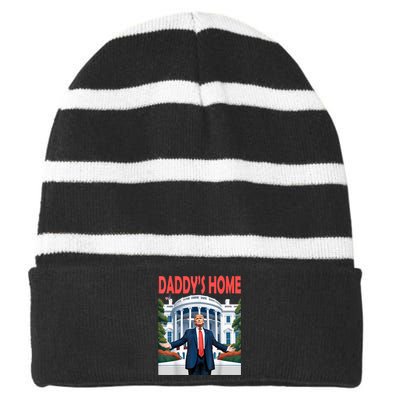 Trump Daddys Home White House Striped Beanie with Solid Band