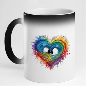 Tie Dye Heart Valentines Day Graphic 11oz Black Color Changing Mug