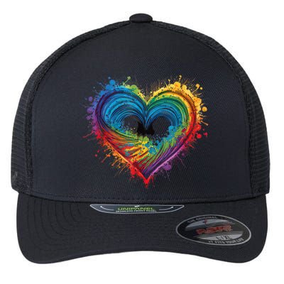 Tie Dye Heart Valentines Day Graphic Flexfit Unipanel Trucker Cap