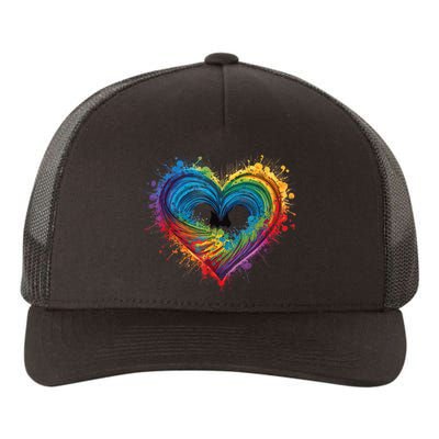 Tie Dye Heart Valentines Day Graphic Yupoong Adult 5-Panel Trucker Hat