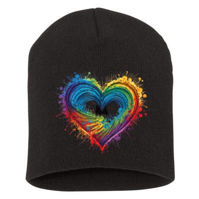 Tie Dye Heart Valentines Day Graphic Short Acrylic Beanie