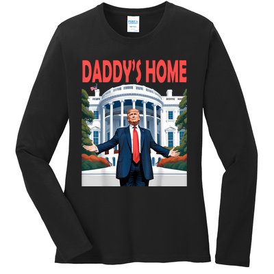 Trump Daddys Home White House Ladies Long Sleeve Shirt