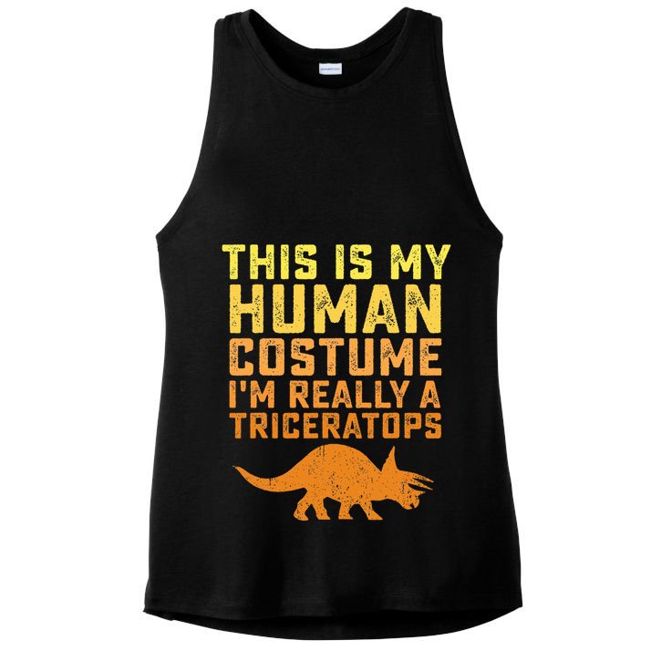 Triceratops Dinosaur Halloween Costume Gift Idea Ladies PosiCharge Tri-Blend Wicking Tank