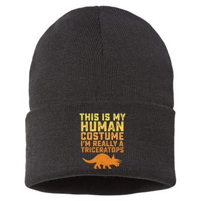 Triceratops Dinosaur Halloween Costume Gift Idea Sustainable Knit Beanie
