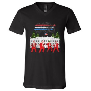 Trump Daddys Home White House Dance Make Xmas Great Again V-Neck T-Shirt