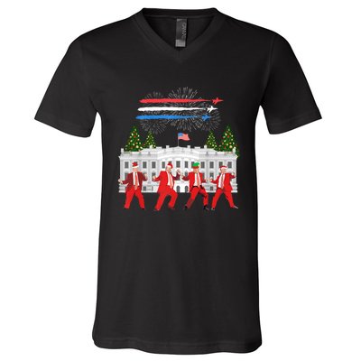 Trump Daddys Home White House Dance Make Xmas Great Again V-Neck T-Shirt