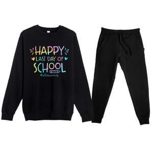 Tie Dye Happy Last Day Of School Teachers Students Premium Crewneck Sweatsuit Set