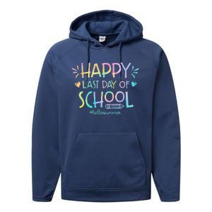 Tie Dye Happy Last Day Of School Teachers Students Performance Fleece Hoodie