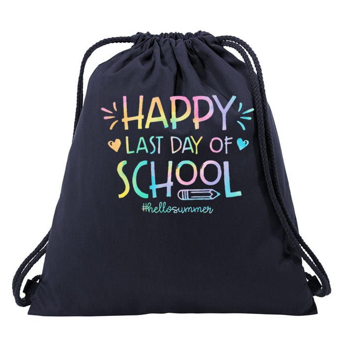 Tie Dye Happy Last Day Of School Teachers Students Drawstring Bag