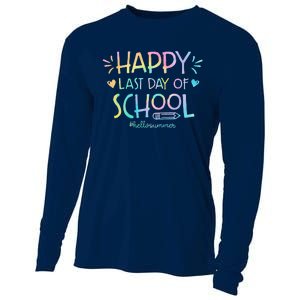 Tie Dye Happy Last Day Of School Teachers Students Cooling Performance Long Sleeve Crew