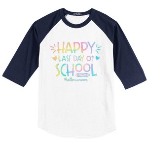 Tie Dye Happy Last Day Of School Teachers Students Baseball Sleeve Shirt