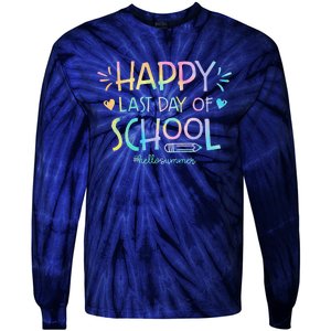 Tie Dye Happy Last Day Of School Teachers Students Tie-Dye Long Sleeve Shirt