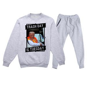 Trash Day Is Tuesday Premium Crewneck Sweatsuit Set