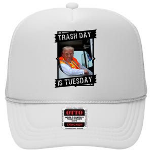 Trash Day Is Tuesday High Crown Mesh Back Trucker Hat