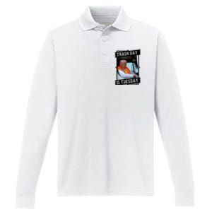 Trash Day Is Tuesday Performance Long Sleeve Polo