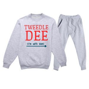 Tweedle Dee IM With Dum Couple & Friends Funny Lazy Costume Premium Crewneck Sweatsuit Set