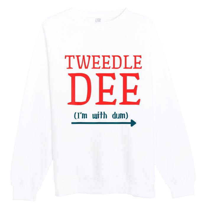 Tweedle Dee IM With Dum Couple & Friends Funny Lazy Costume Premium Crewneck Sweatshirt