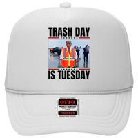 Trash Day Is Tuesday High Crown Mesh Back Trucker Hat