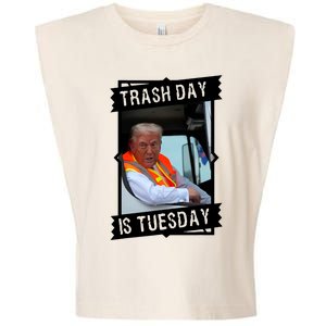 Trash Day Is Tuesday Trump Garbage Truck Love America Garment-Dyed Women's Muscle Tee