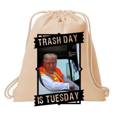 Trash Day Is Tuesday Trump Garbage Truck Love America Drawstring Bag