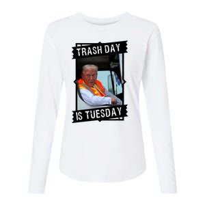 Trash Day Is Tuesday Trump Garbage Truck Love America Womens Cotton Relaxed Long Sleeve T-Shirt