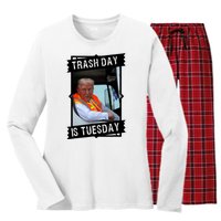 Trash Day Is Tuesday Trump Garbage Truck Love America Women's Long Sleeve Flannel Pajama Set 