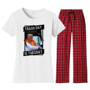 Trash Day Is Tuesday Trump Garbage Truck Love America Women's Flannel Pajama Set