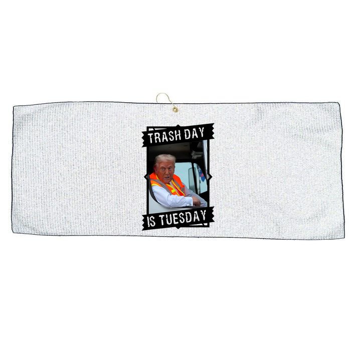 Trash Day Is Tuesday Trump Garbage Truck Love America Large Microfiber Waffle Golf Towel