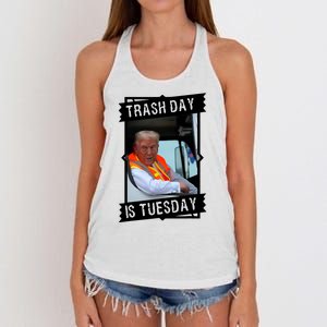 Trash Day Is Tuesday Trump Garbage Truck Love America Women's Knotted Racerback Tank