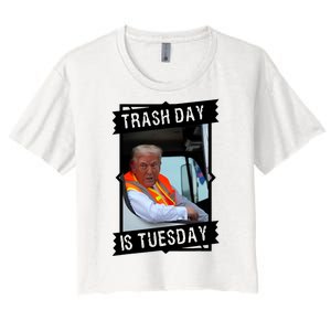 Trash Day Is Tuesday Trump Garbage Truck Love America Women's Crop Top Tee