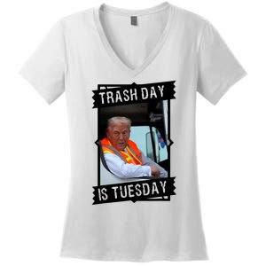 Trash Day Is Tuesday Trump Garbage Truck Love America Women's V-Neck T-Shirt