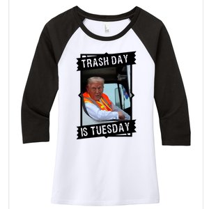 Trash Day Is Tuesday Trump Garbage Truck Love America Women's Tri-Blend 3/4-Sleeve Raglan Shirt