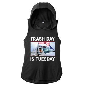 Trash Day Is Tuesday Trump Garbage Truck Love America Ladies PosiCharge Tri-Blend Wicking Draft Hoodie Tank