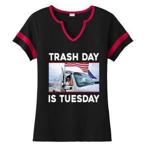 Trash Day Is Tuesday Trump Garbage Truck Love America Ladies Halftime Notch Neck Tee