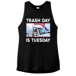 Trash Day Is Tuesday Trump Garbage Truck Love America Ladies PosiCharge Tri-Blend Wicking Tank