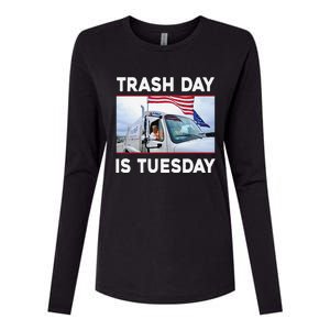 Trash Day Is Tuesday Trump Garbage Truck Love America Womens Cotton Relaxed Long Sleeve T-Shirt