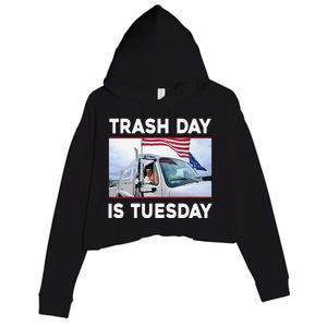 Trash Day Is Tuesday Trump Garbage Truck Love America Crop Fleece Hoodie