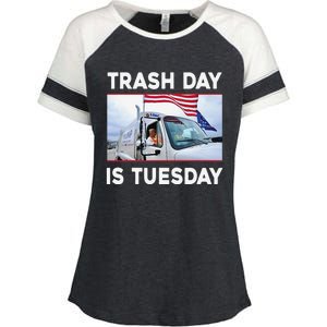 Trash Day Is Tuesday Trump Garbage Truck Love America Enza Ladies Jersey Colorblock Tee