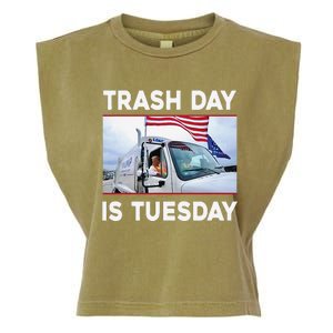 Trash Day Is Tuesday Trump Garbage Truck Love America Garment-Dyed Women's Muscle Tee