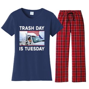 Trash Day Is Tuesday Trump Garbage Truck Love America Women's Flannel Pajama Set