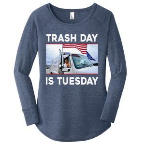 Trash Day Is Tuesday Trump Garbage Truck Love America Women's Perfect Tri Tunic Long Sleeve Shirt