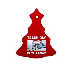 Trash Day Is Tuesday Trump Garbage Truck Love America Ceramic Tree Ornament