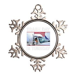 Trash Day Is Tuesday Trump Garbage Truck Love America Metallic Star Ornament