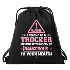 Truck Driver I Love My Trucker Wife Girlfriend Girl Drawstring Bag