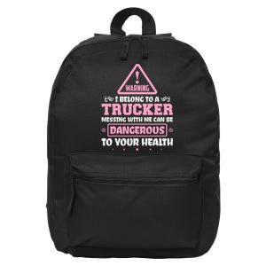 Truck Driver I Love My Trucker Wife Girlfriend Girl 16 in Basic Backpack