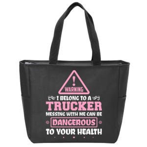 Truck Driver I Love My Trucker Wife Girlfriend Girl Zip Tote Bag